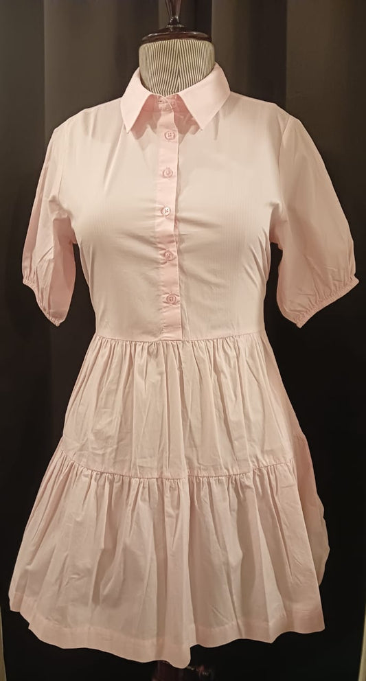 Tiered Cotton Dress-Peach