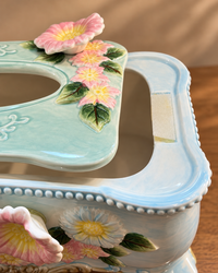 Pastel Ceramic 3D Floral Tissue Box With Bird Figuirines
