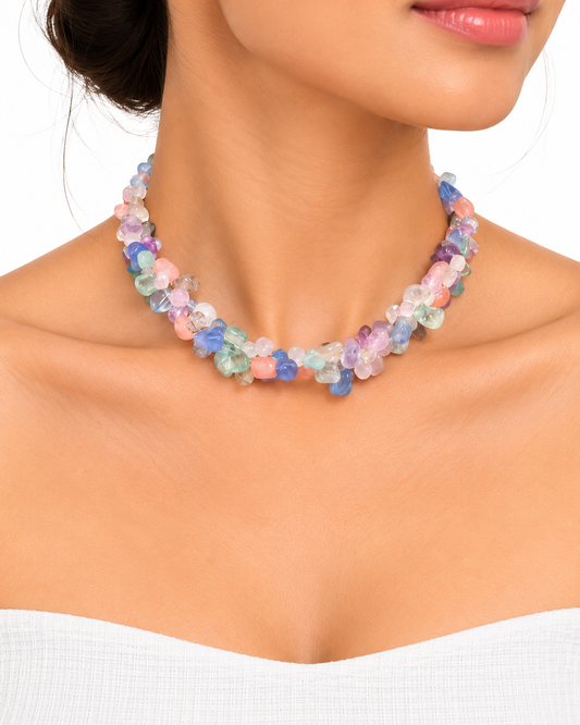 Pastel Gemstone Double Layer Necklace