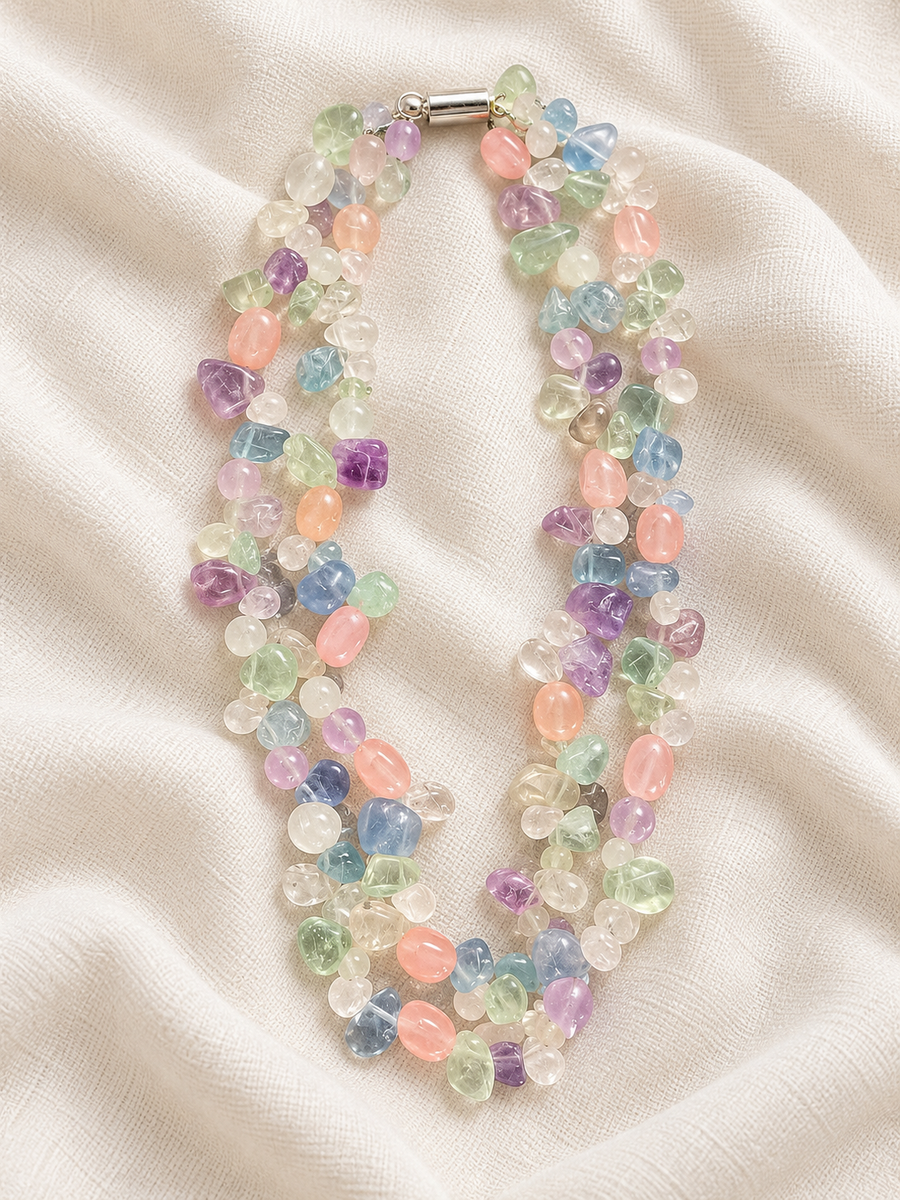 Pastel Gemstone Double Layer Necklace