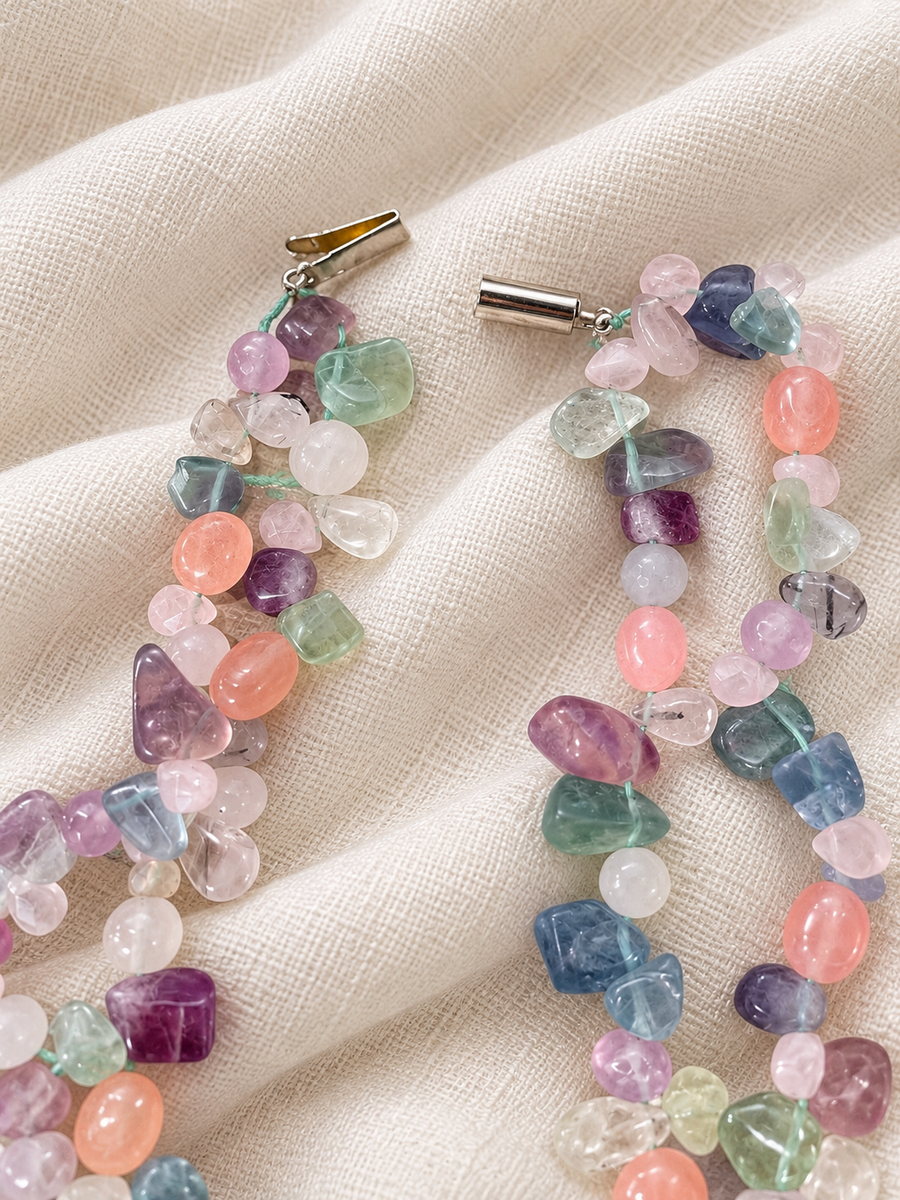 Pastel Gemstone Double Layer Necklace