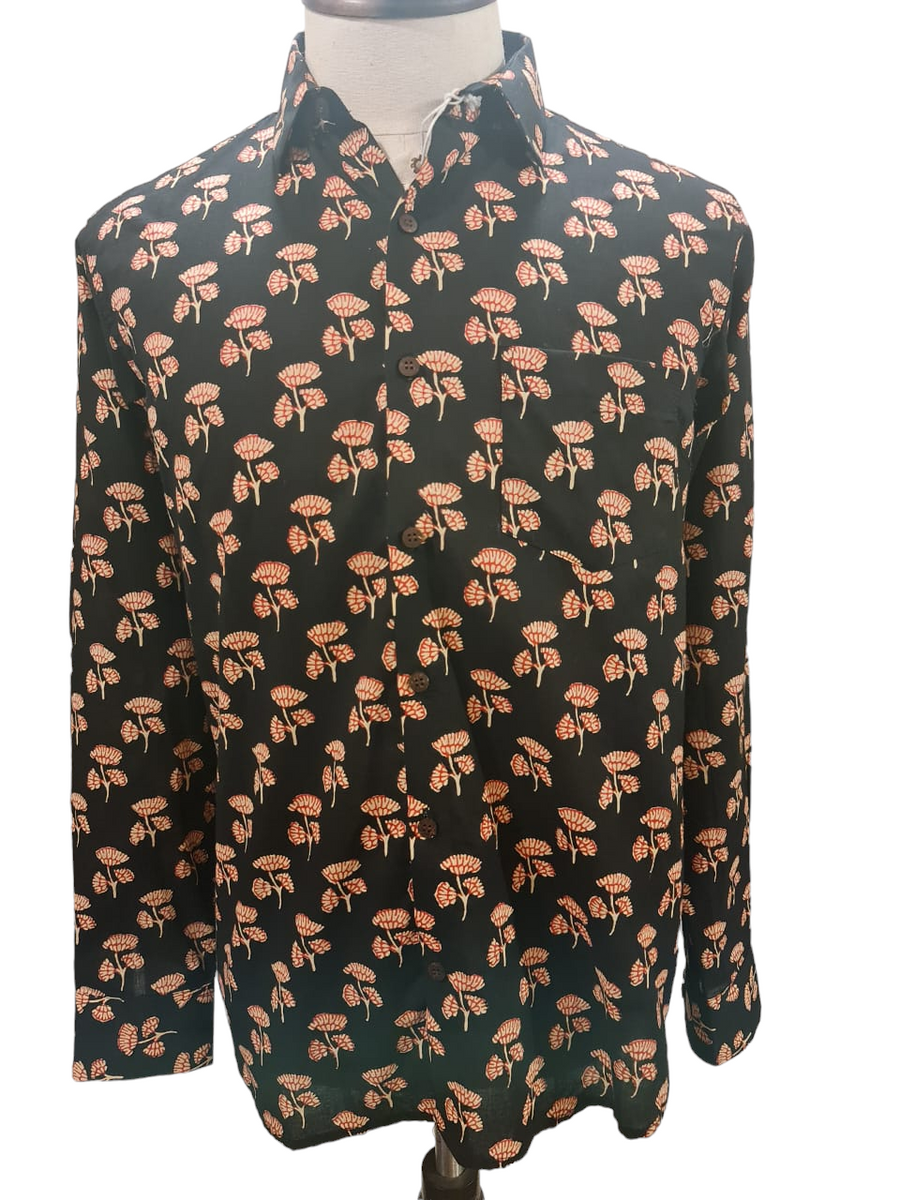 Midnight Bloom Cotton Shirt