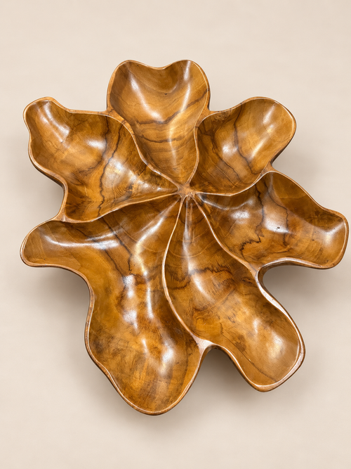 Flower Shape Wooden Six Section Catchall