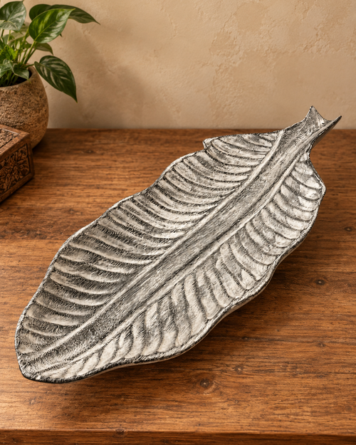 Distressed Wooden Leaf Platter
