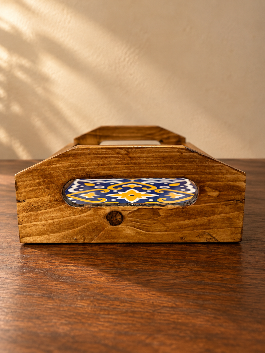 Wooden Tray With Azulejos Tile