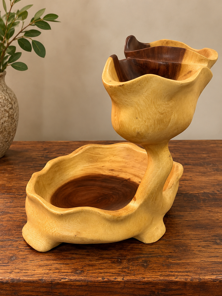 Two Tone Double-Tier Wooden Display Rack