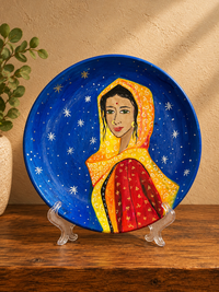 Hand-Painted Terracotta Plate With Stand
