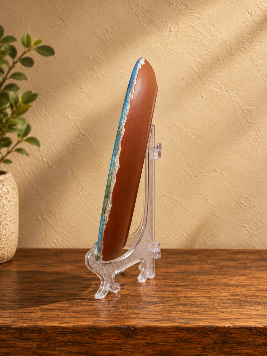 Hand-Painted Terracotta Plate With Stand