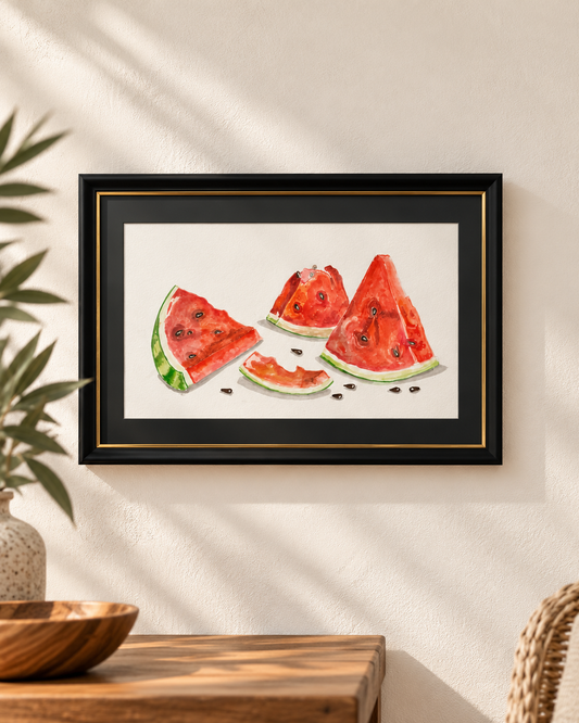 Pencil Colour Watermelon Artwork In A Frame