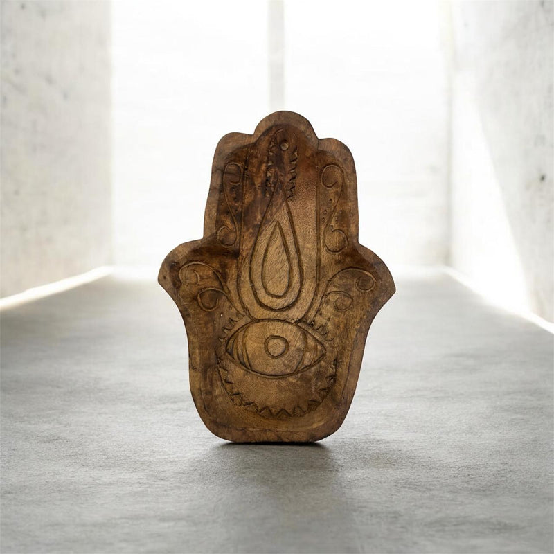 Wooden Carving Evil Eye-Hamsa Wall Hanging