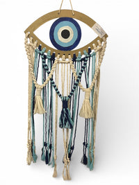 Macrame evil eye hanger.