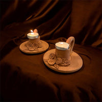 Terracotta candle stand.