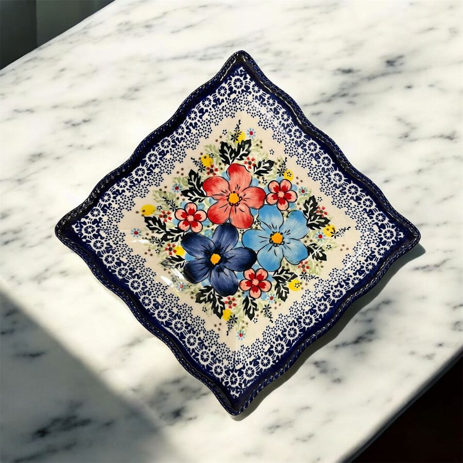Square floral platter