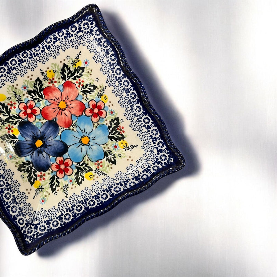 Square floral platter