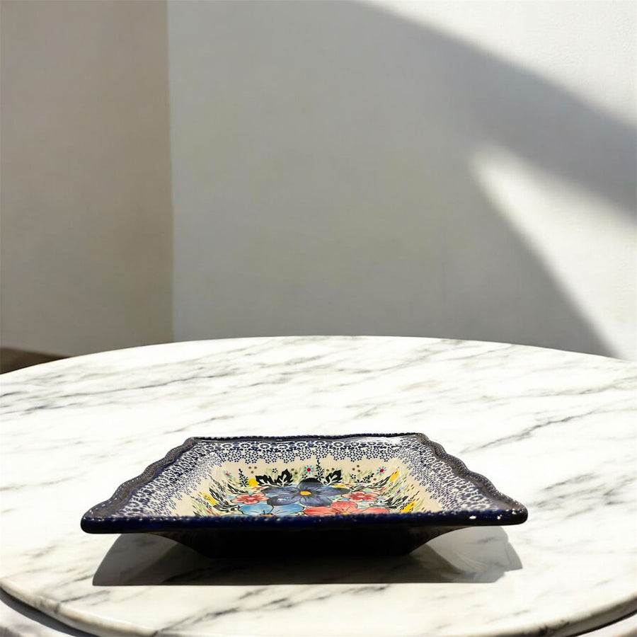 Square floral platter