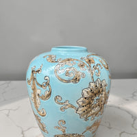 Azure Bloom Ceramic Vase