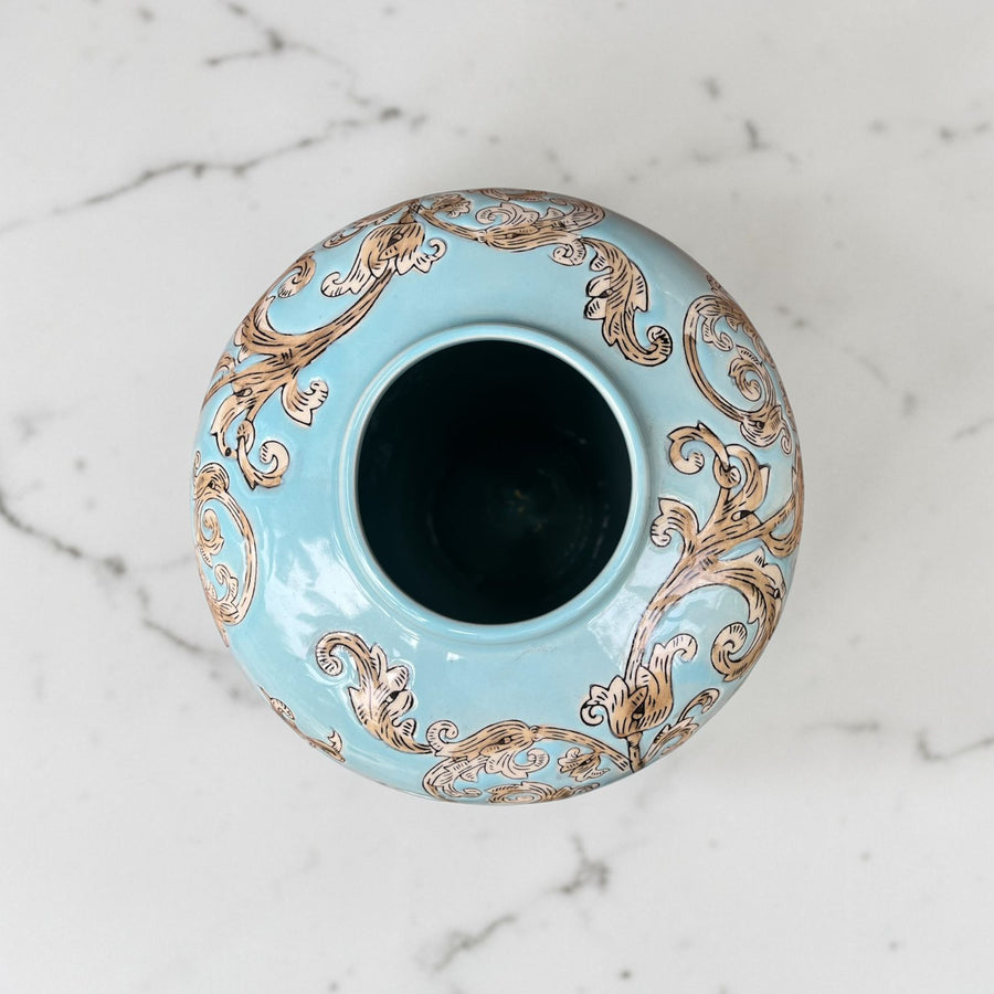 Azure Bloom Ceramic Vase