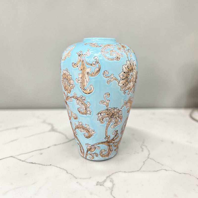 Azure Bloom Ceramic Vase