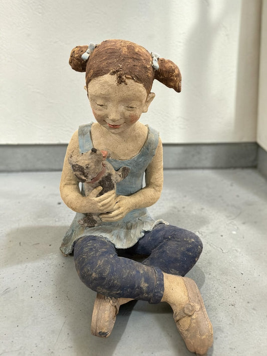 Ceramic Girl With Dog