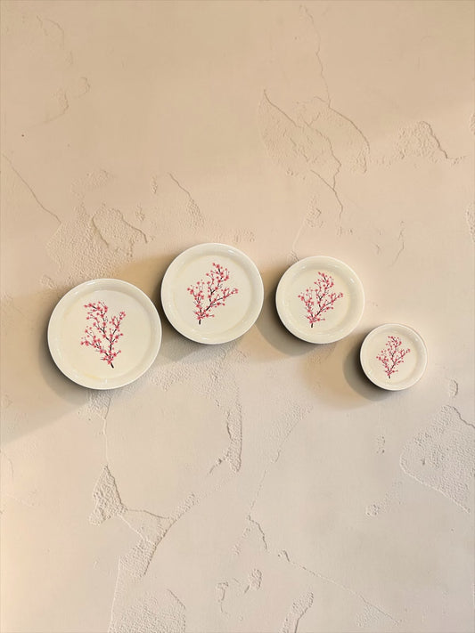 Cherry blossom metal plate set of 4