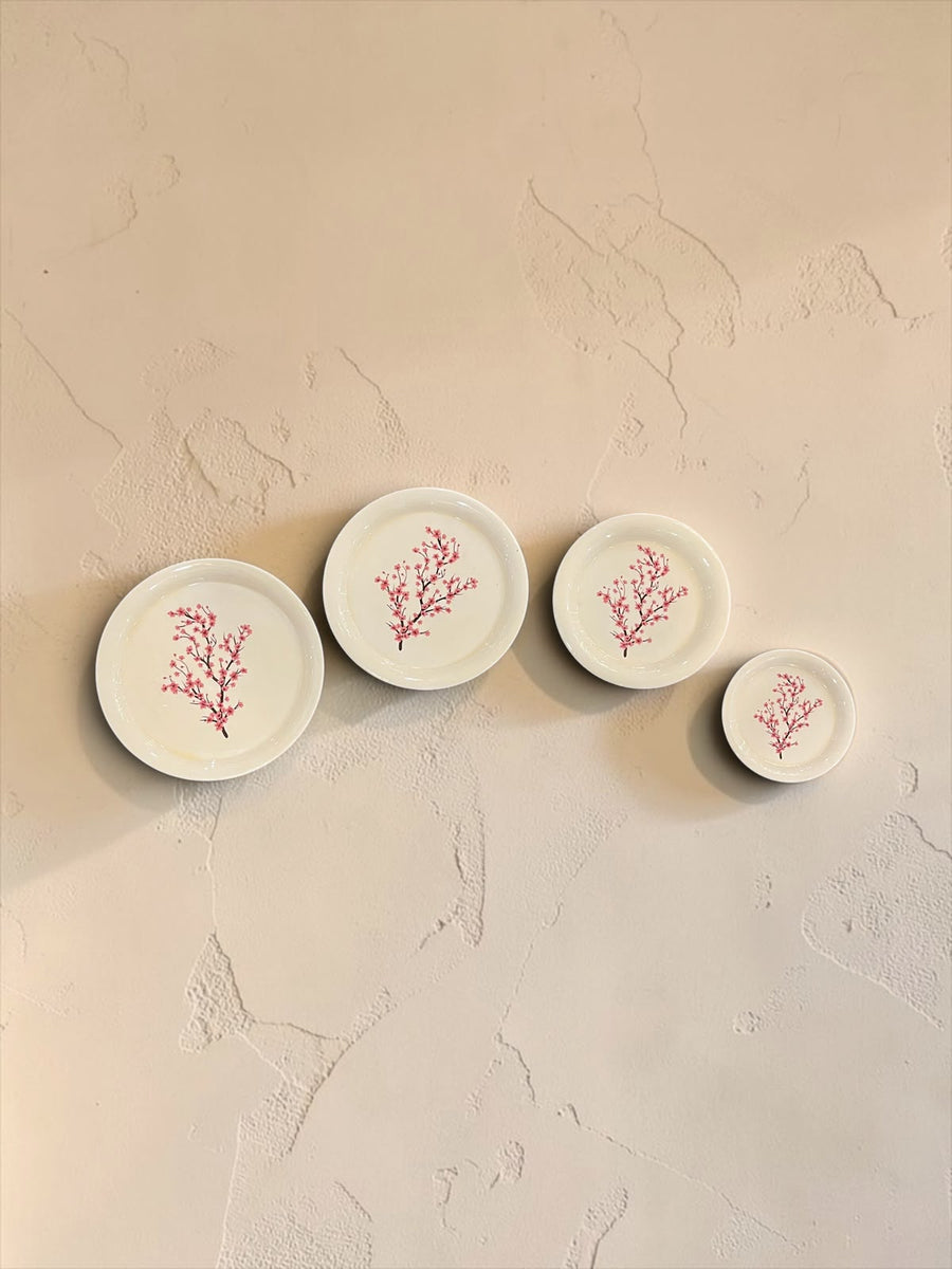 Cherry blossom metal plate set of 4