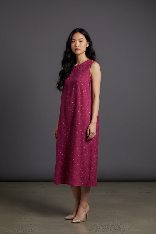 Berry Dot Midi Dress