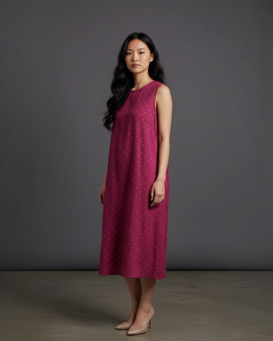 Berry Dot Midi Dress