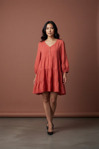 Fuschia Pleated tier dress