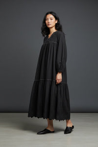 Midnight Black Tiered Dress