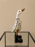 White Floral design wooden Duck