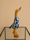 Blue floral wooden duck