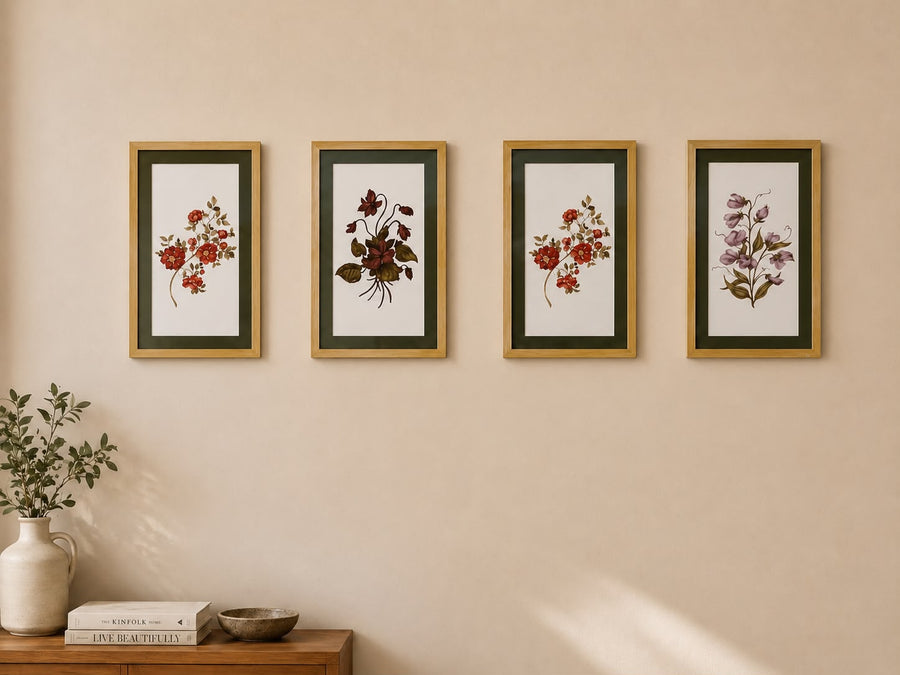 Handpainted Floral Green Frames (each)
