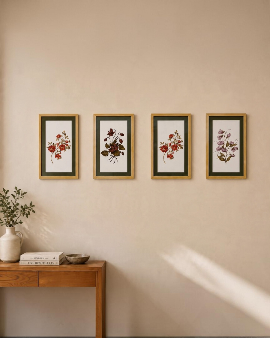 Handpainted Floral Green Frames (each)
