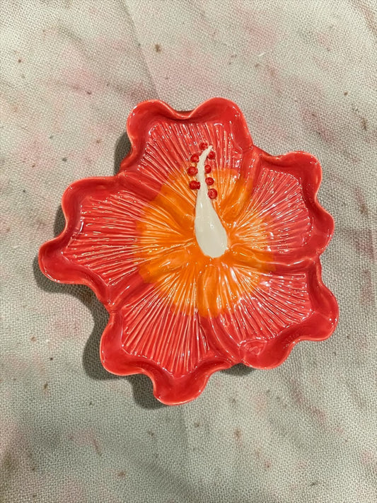 Hand-painted Hibiscus Trinket Dish