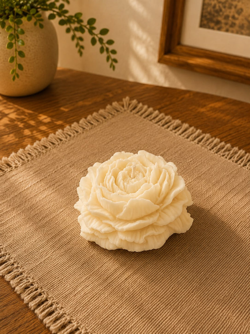 Peony Shaped White Candle