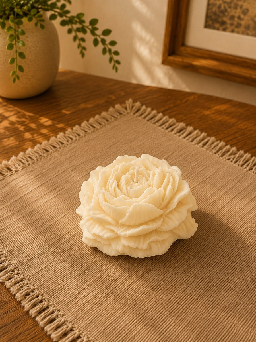 Peony Shaped White Candle