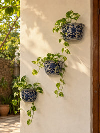 Blue Pottery Wall Planter set of 3