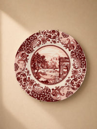 Ceramic Red countryside Landcape Wall Plate