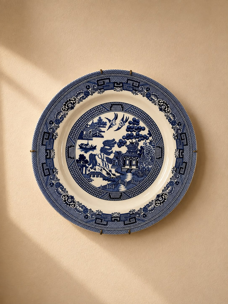 Asian Garden Blue Ceramic Wall Plate