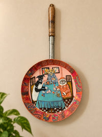 Handpainted Dog And Cat Gamblers On A Frying Pan Wall Hanging