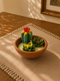 Cactus Candle In A Terracotta Bowl | Succulent Shaped Candles