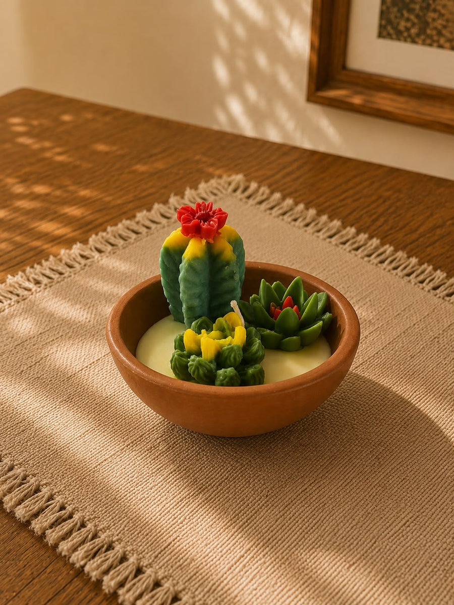 Cactus Candle In A Terracotta Bowl | Succulent Shaped Candles