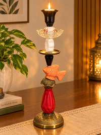 Regal Fish & Ruby Glass Candle Holder