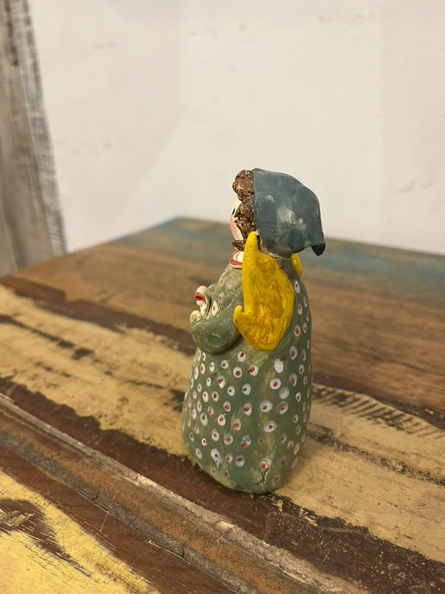 Small Ceramic Green Angel Figuirine