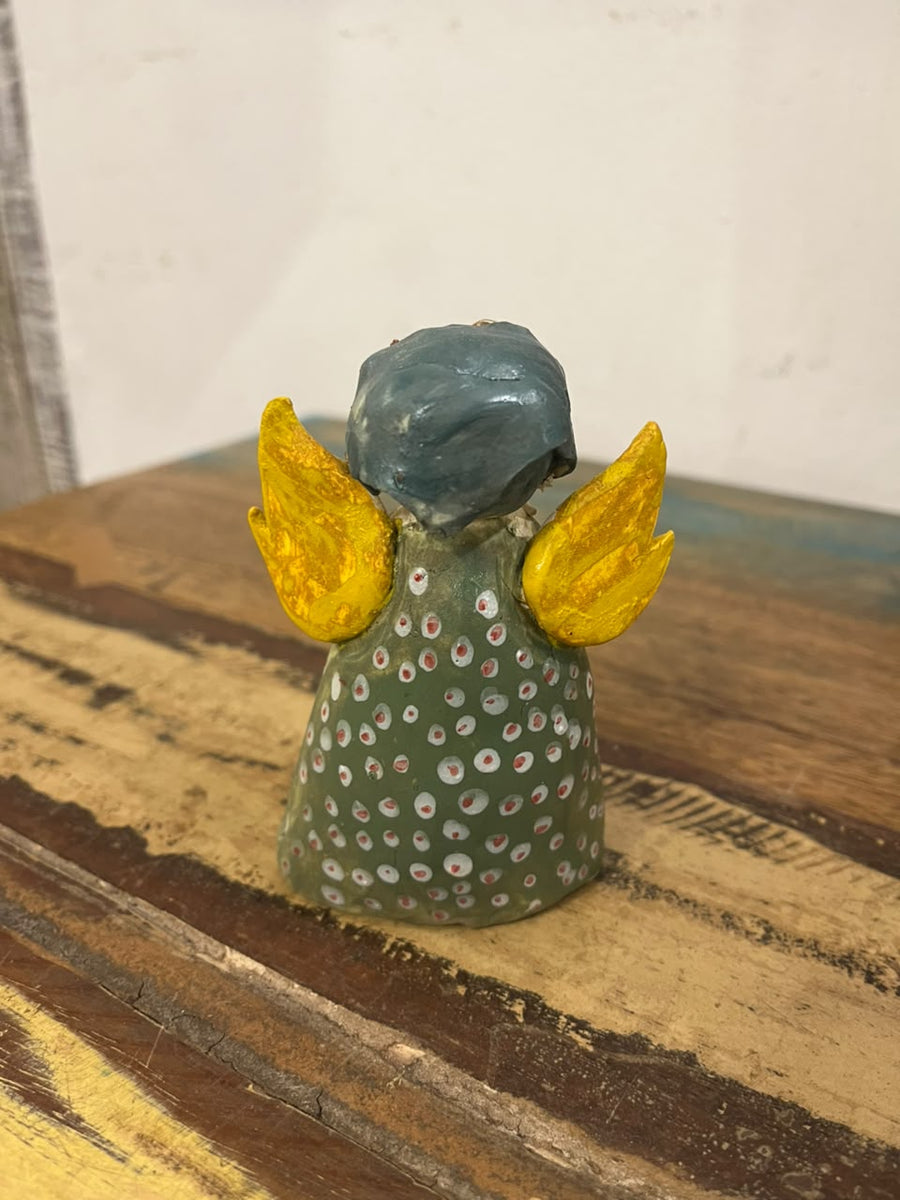 Small Ceramic Green Angel Figuirine