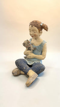 CERAMIC GIRL WITH DOG