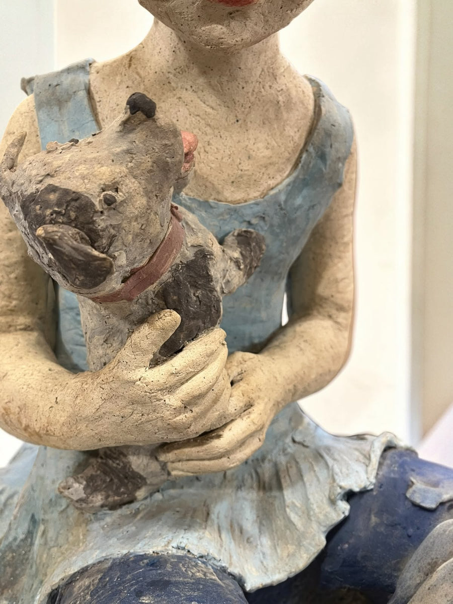 CERAMIC GIRL WITH DOG