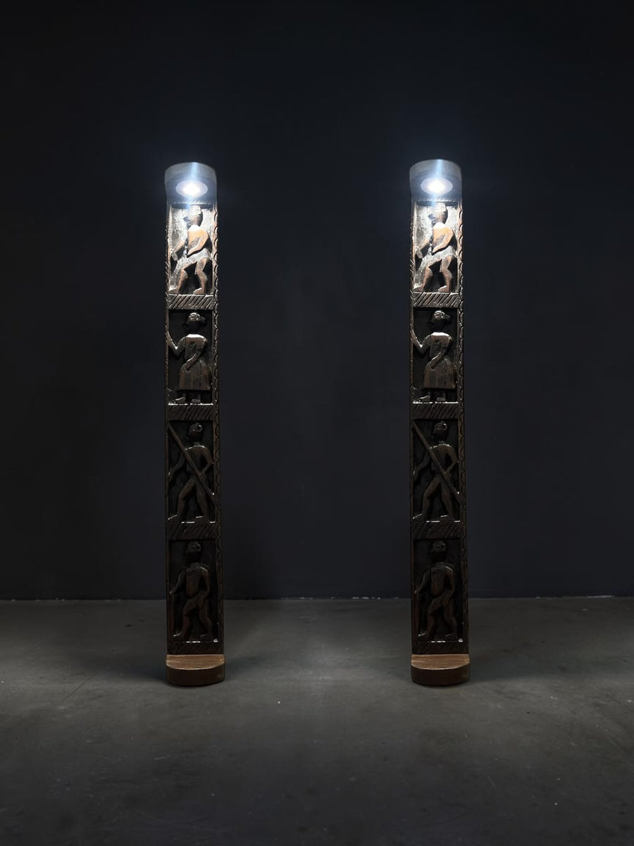 Wooden Vertical Panel with lights [pair]