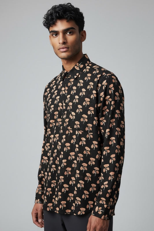 Midnight Bloom Cotton Shirt