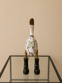 White Floral design wooden Duck